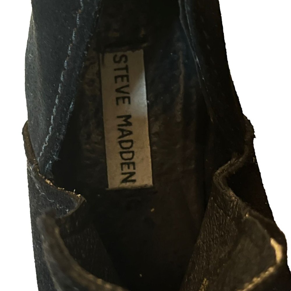 Steve Madden Suede Cut Out Pointed Toe Bootie Leather Black Size 8 - Picture 9 of 12